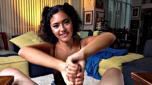 Real 21yo cutie gives oiled POV to her BF at home