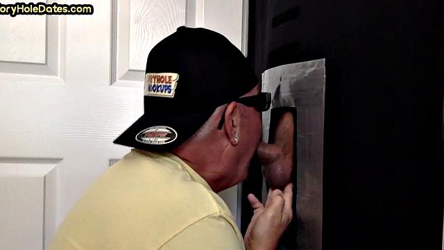 Jockstrap amateur DILF fucked in gloryhole