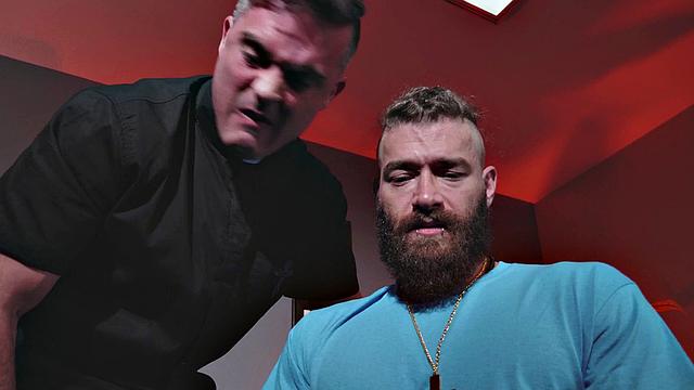 Tattooed anal nun in gloves fucked in office by priest