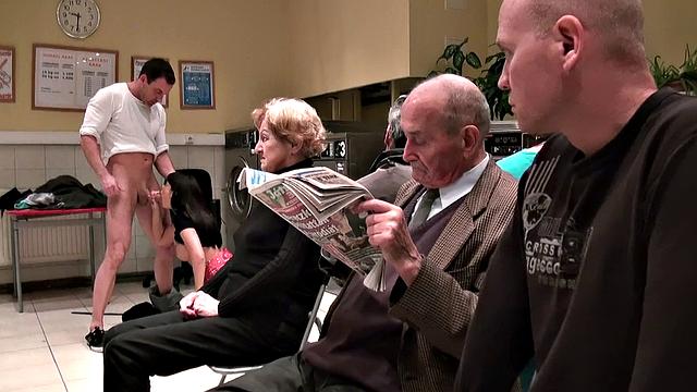 Getting down & dirty with strangers for a buck - standing sex, cowgirl, and handjob included!