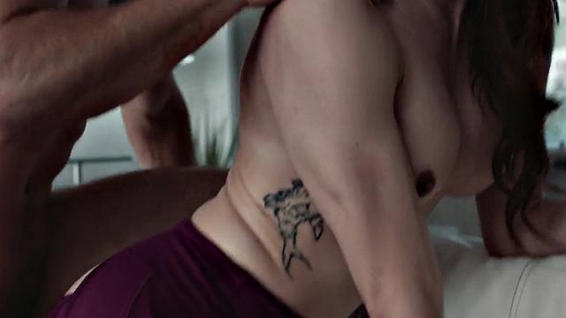 Tgirl blown before barebacked in erotic couple