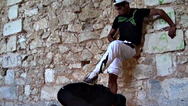Sneakers and foot fetish guy sucks cock in abandoned place