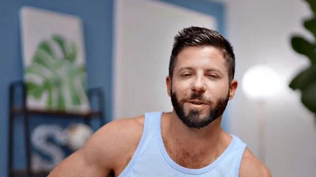 Solo jock with handsome hairy body wanks sturdy cock