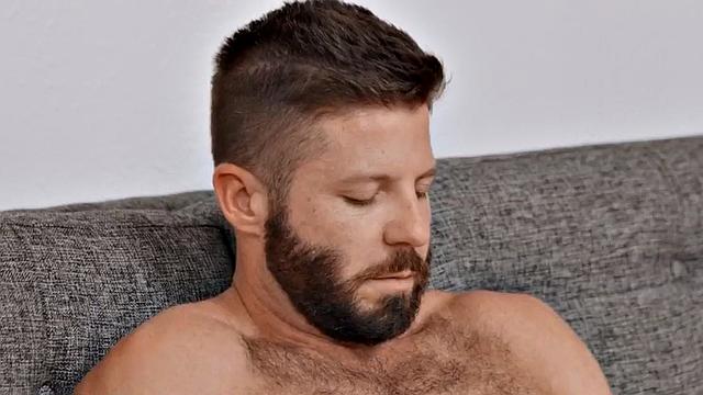 Solo jock with handsome hairy body wanks sturdy cock