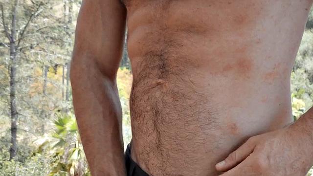 Solo jock with handsome hairy body wanks sturdy cock