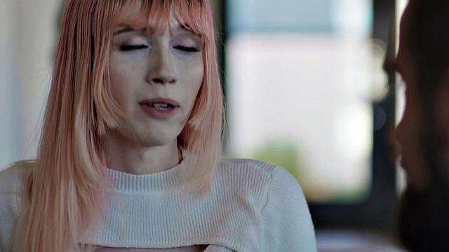 Slim Tbabe with big boobs barebacked by BF on the couch