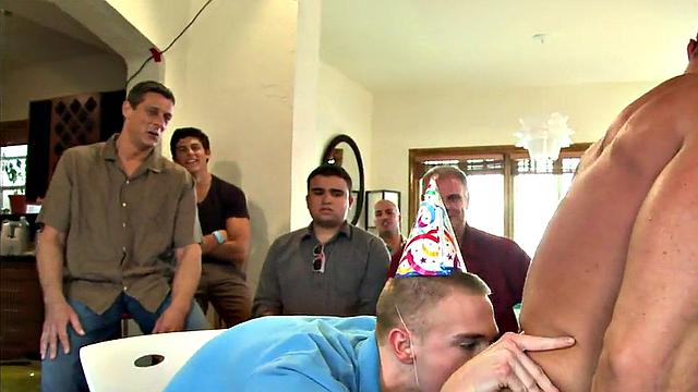 Chiseled party stripper sucked