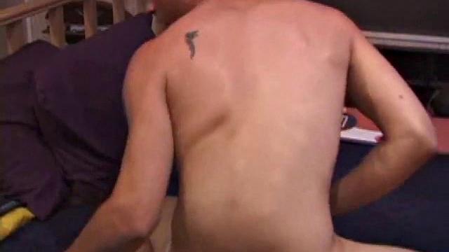 Dakota finds a spot in the porn movie that stimulates him. After stripping naked, Dakota strokes his cock and fingers his ass until he explodes all over his chest with a nice warm load.