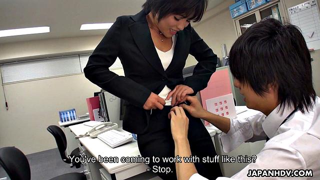 Hasumi is horny at the office so uses vibrator to masturbate