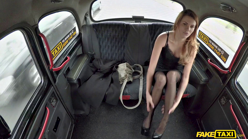 Russian hottie in stockings gets her tight pussy pounded in a car backseat