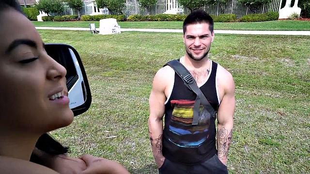 Tricked stud fucks gay jock in pickup bus till facial