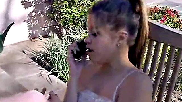 Sexy teen fingering her pussy outdoors