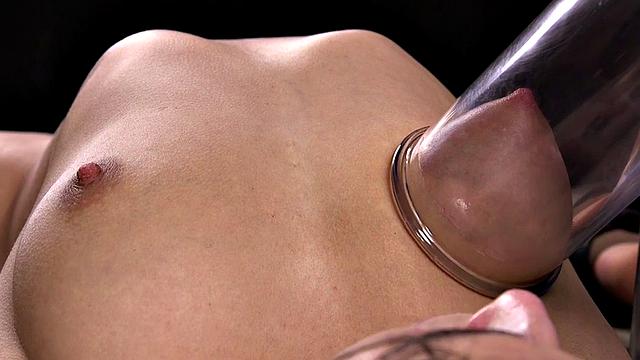Sub with vacuum tits suffers pulling hairs off her muff