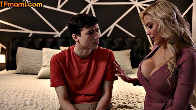 Kinky stepmom MILF banged by stepsons in 69 sex