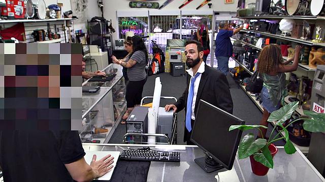 Real suited gay fucks the ass of pawnshop owner in office