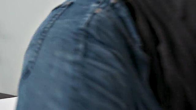 Stunning babe riding cock after being caught