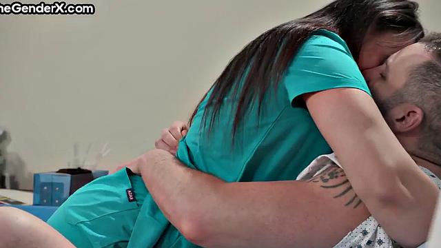 Asian doctor gets her asshole fucked by her patient