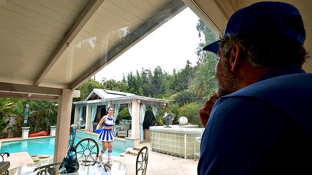 Busty Cheerleader Does the Splits, Gets Dick