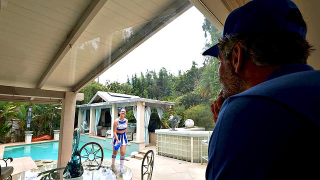 Busty Cheerleader Does the Splits, Gets Dick