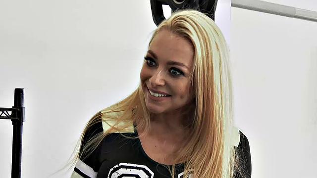 Busty Blonde Cheerleader Seduces Quarterback Charles Dera With Shaved Pussy