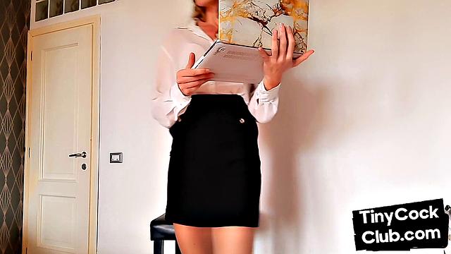 Amateur SPH domina humiliates small rods with talking