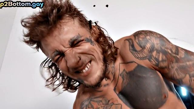 Bareback doctor fucks inked patient during medical check