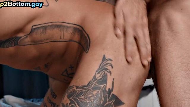 Bareback doctor fucks inked patient during medical check