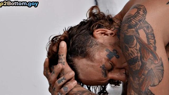 Bareback doctor fucks inked patient during medical check