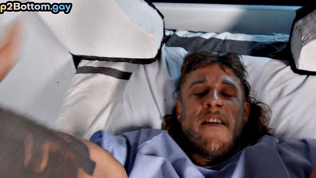 Bareback doctor fucks inked patient during medical check