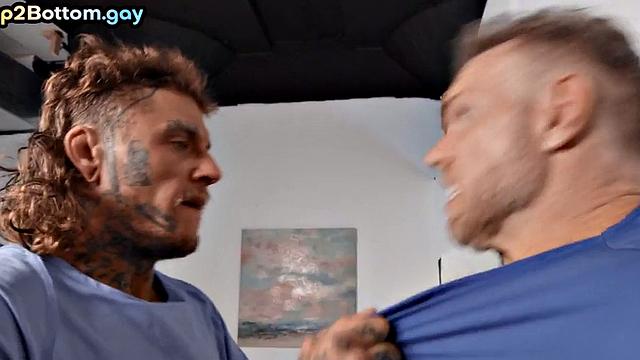 Bareback doctor fucks inked patient during medical check