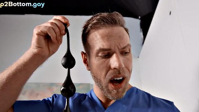 Bareback doctor fucks inked patient during medical check