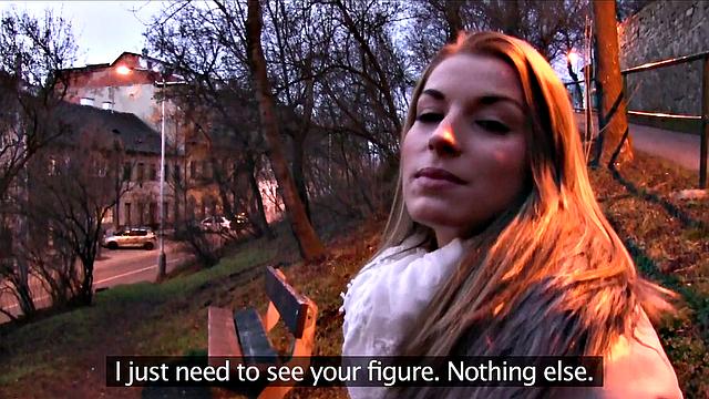 Skinny blonde gets fucked outside