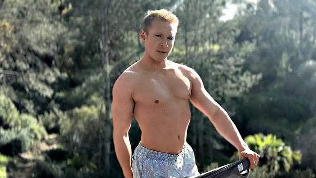 Muscle jock pounded by friend