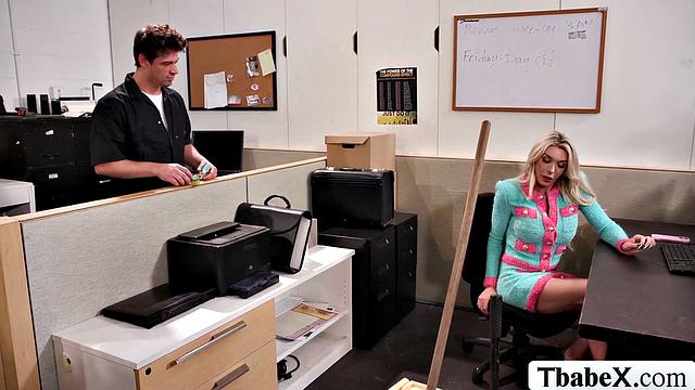 Lucky janitor fucks this transwoman office worker