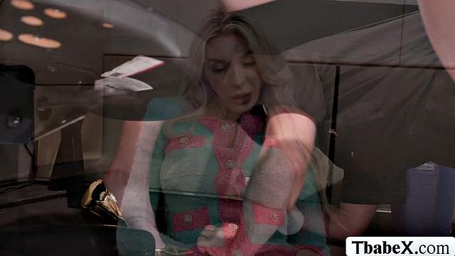 Lucky janitor fucks this transwoman office worker
