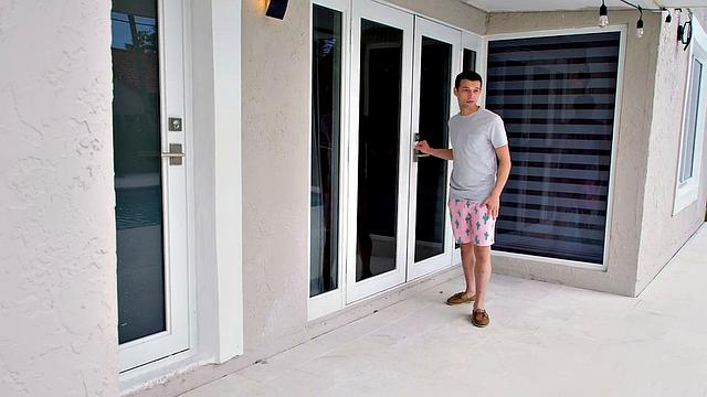 Step sister deepthroating in 3-way