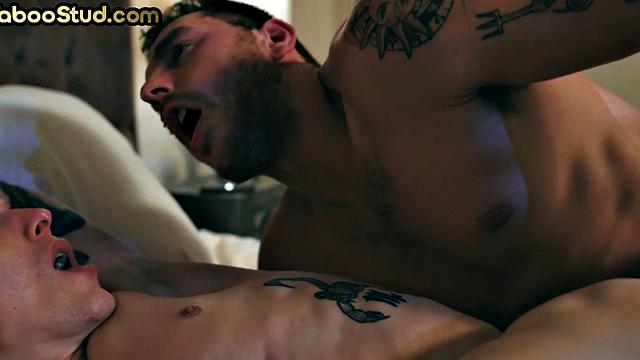 Weird stepbro barebacks skinny brother till cum in mouth