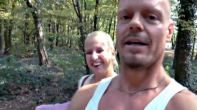 Big-titted public MILF drilled hardcore in doggy style