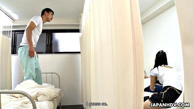 Ako Nishino comes to visit her sick boyfriend and bangs the guy next door