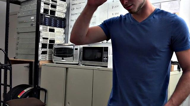 IR white stud gets fucked in POV by black in office