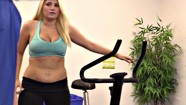 Hot blonde MILF in lingerie gets pounded after a hard workout