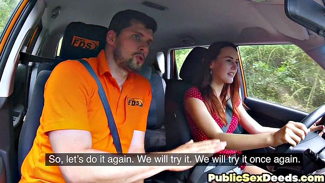 Stunning babe rides her teacher