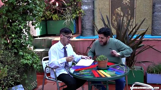 Daddy wants to play with young Daryl and it isn't long before he has the boy's pants down and a firm grip on his cock. After getting the young man boned up, Ferdinand drops his pants and Daryl takes his fat ass from behind.