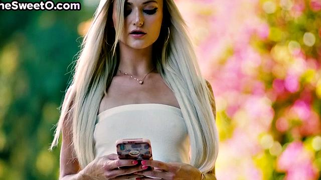 Tiny blonde passionate outdoor lovemaking with lover