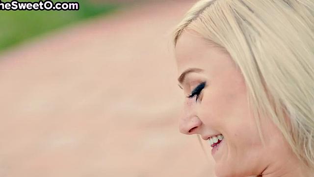Tiny blonde passionate outdoor lovemaking with lover