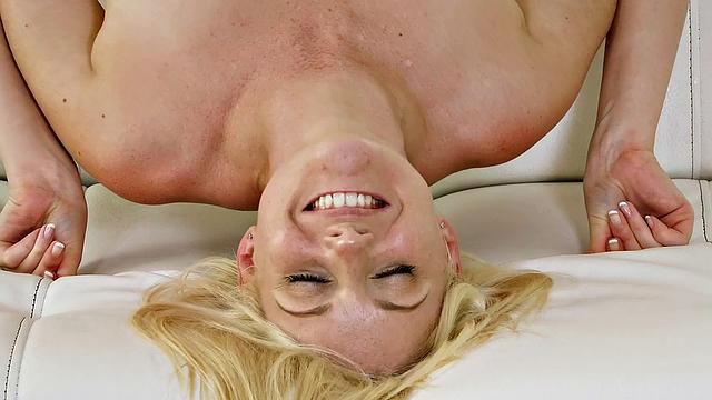 Blonde and brunette lesbians in denim shorts finger and lick each other's trimmed pussies in Paradise Pussy