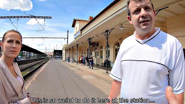 HUNT4K. Hot brunette rides hunter in front of greedy husband