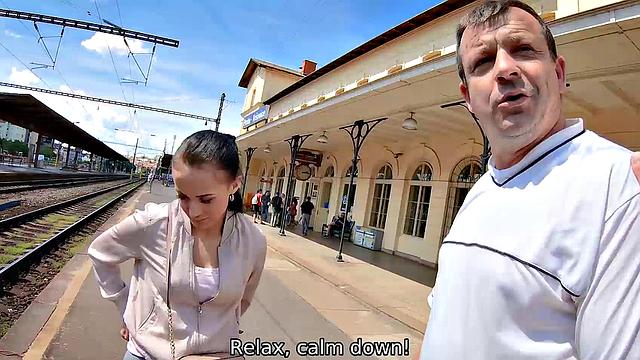 HUNT4K. Hot brunette rides hunter in front of greedy husband