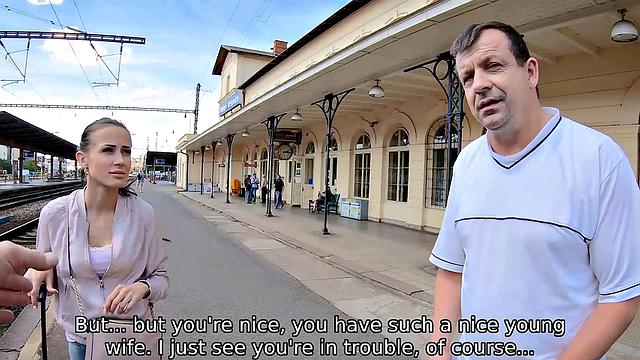 HUNT4K. Hot brunette rides hunter in front of greedy husband