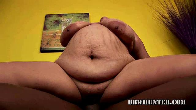 Busty BBW Riding Black Pole